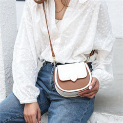 PU Leather Shoulder Bag Women Panelled Saddle Handbag Cross Body All-match Bag