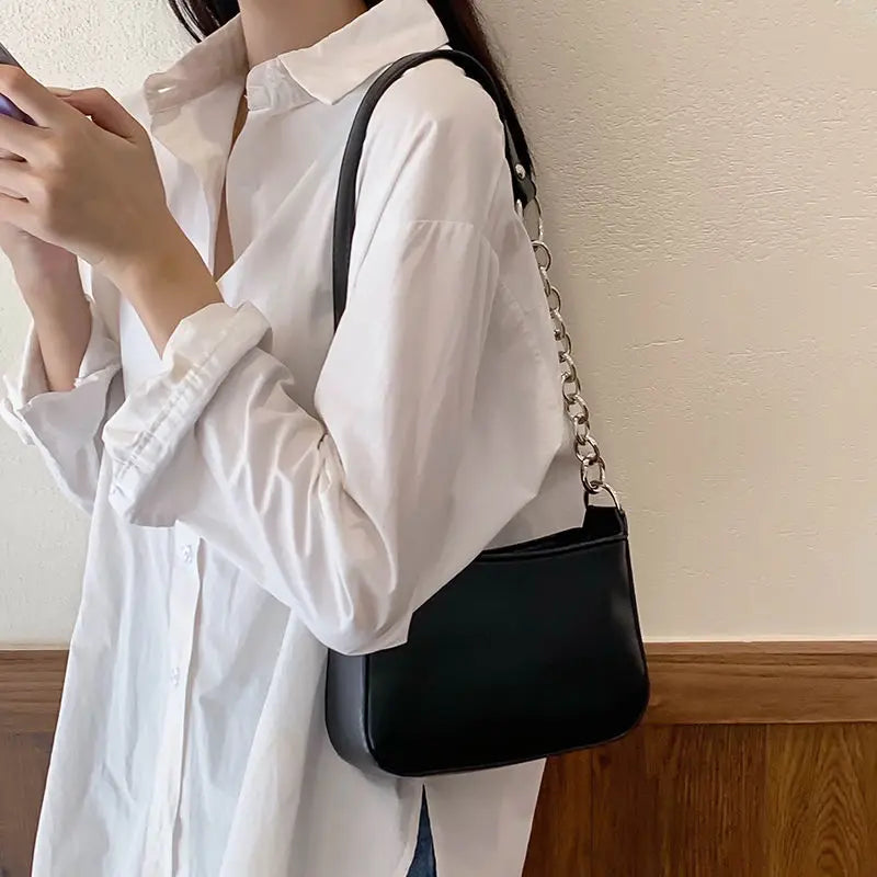 PU Leather Shoulder Bags Women Texture Portable Retro Underarm Bag All-match Sho