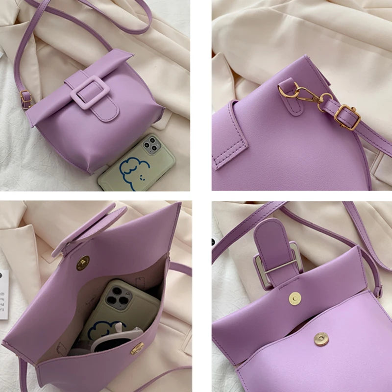 PU Leather Shoulder Bags Women Texture Cross Body Bucket Bag