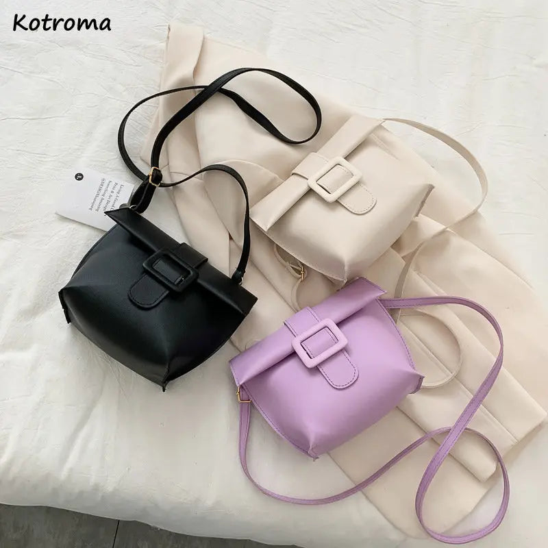 PU Leather Shoulder Bags Women Texture Cross Body Bucket Bag