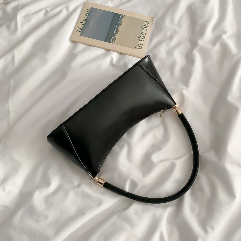 PU Leather Shoulder Bags Women Texture Zipper Underarm Handbags Vinta