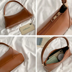 PU Leather Shoulder Bags Women Texture Zipper Underarm Handbags Vinta