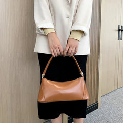 PU Leather Shoulder Bags Women Texture Zipper Underarm Handbags Vinta