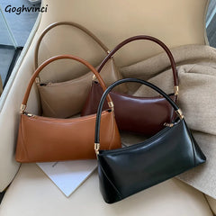 PU Leather Shoulder Bags Women Texture Zipper Underarm Handbags Vinta