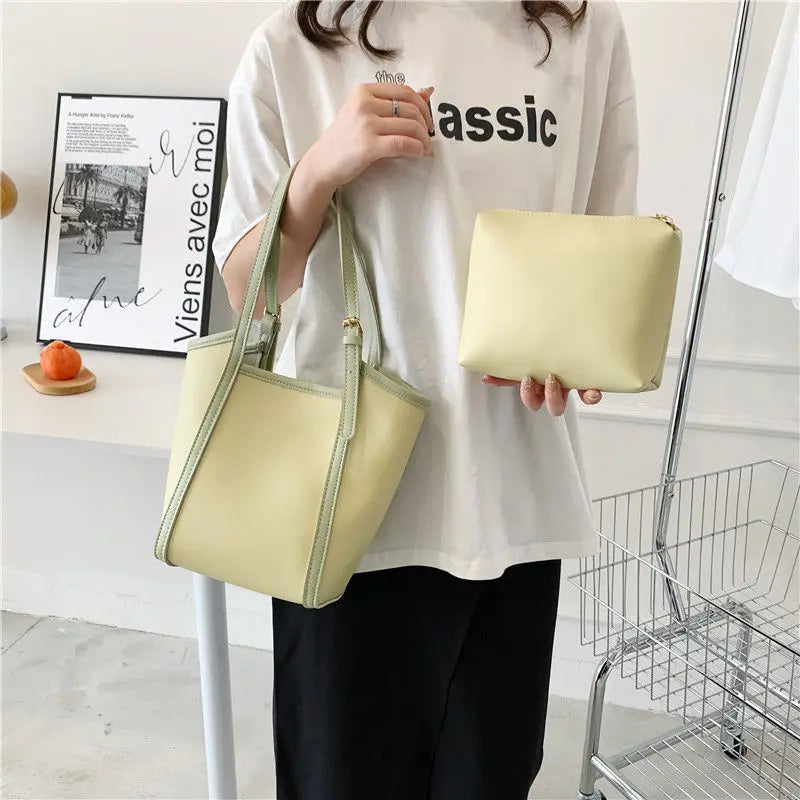 PU Leather Shoulder Bags Women Thread Underarm Composite Bag Large Capacity