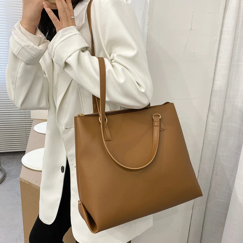 PU Leather Shoulder Bags Women Underarm Office Ladies Bucket Bag