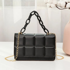 PU Leather Shoulder Bags for Women Texture Chain Rhomboid Crossbody Bags