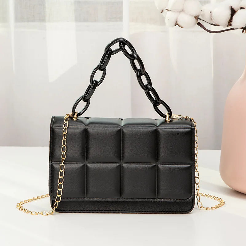 Chain Rhomboid Crossbody Bag PU Leather Shoulder Bag