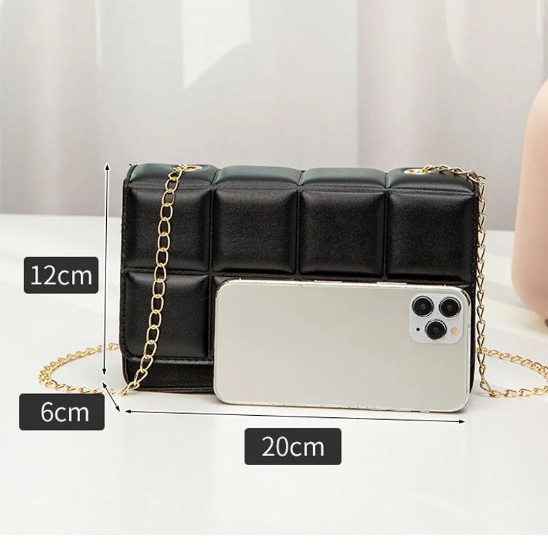 Chain Rhomboid Crossbody Bag PU Leather Shoulder Bag