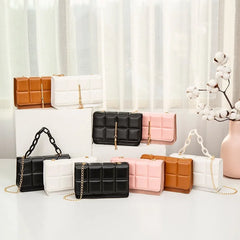 Chain Rhomboid Crossbody Bag PU Leather Shoulder Bag