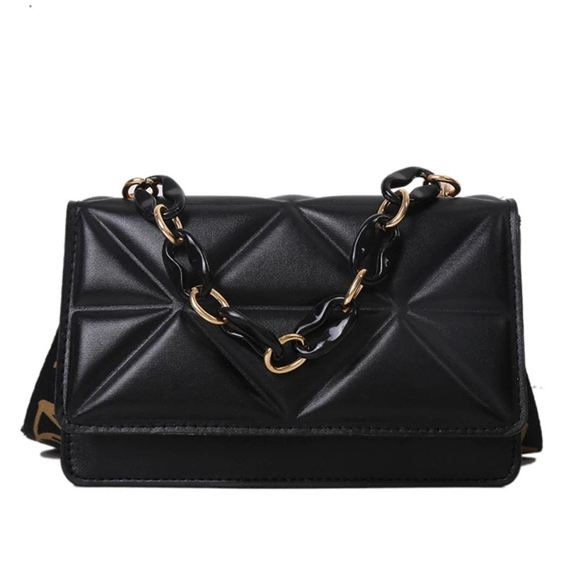 PU Leather Shoulder Bag Women's Casual Flap Crossbody Purse Small Square