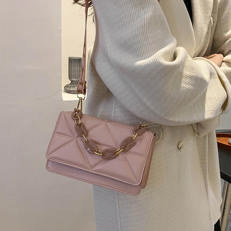 PU Leather Shoulder Bag Women's Casual Flap Crossbody Purse Small Square
