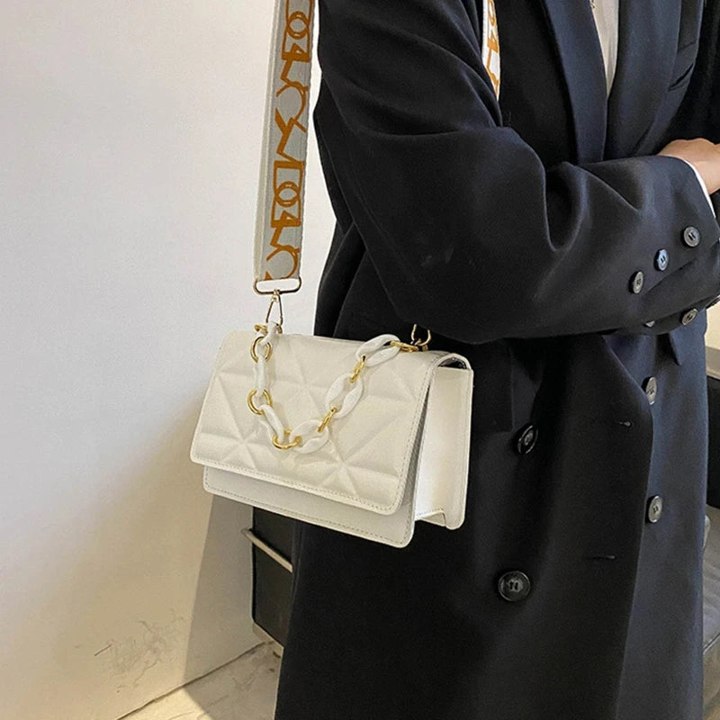 PU Leather Shoulder Bag Women's Casual Flap Crossbody Purse Small Square
