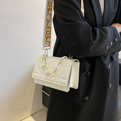 PU Leather Shoulder Bag Women's Casual Flap Crossbody Purse Small Square