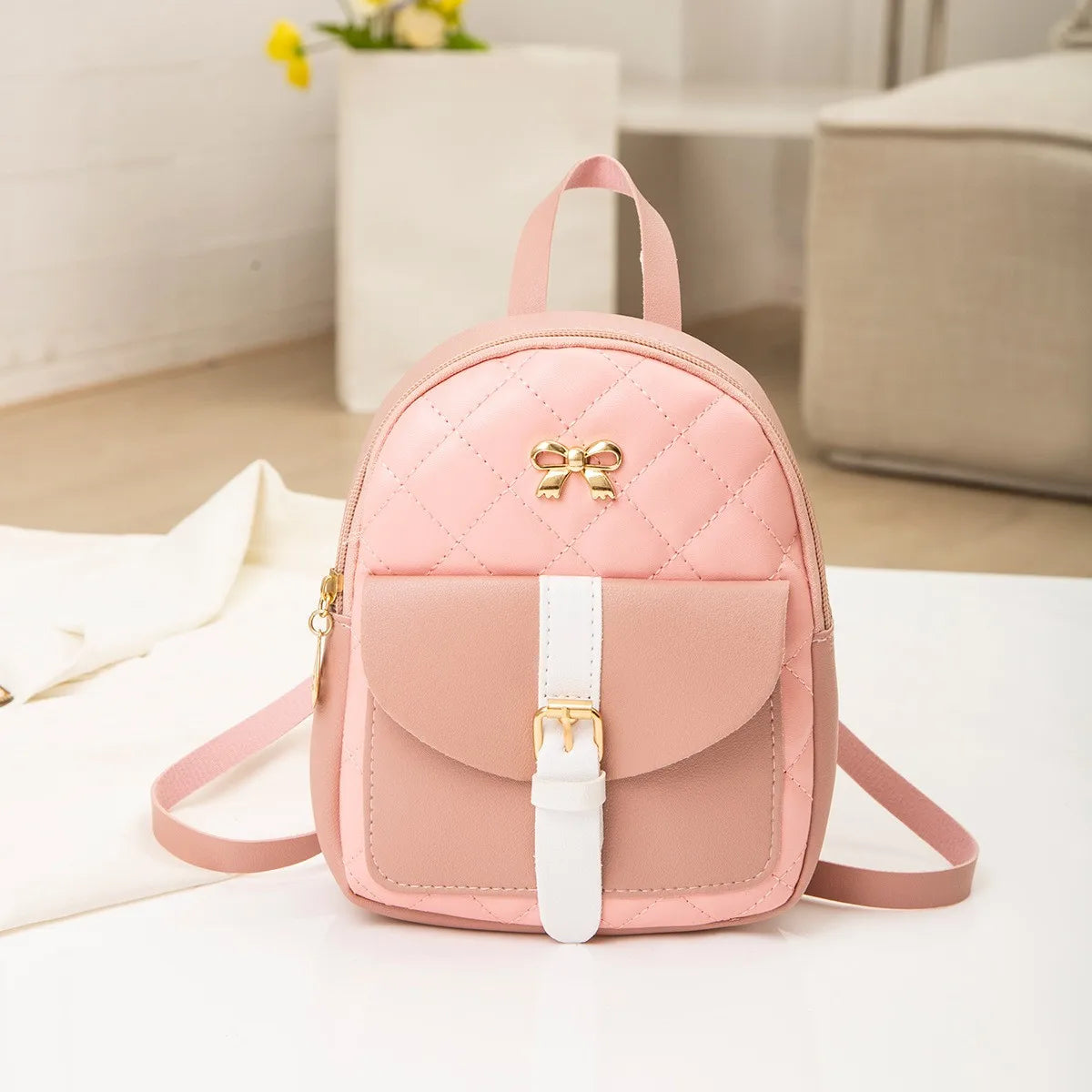 PU Leather Shoulder Mini Backpack Multi-Function Ladies Phone Pouch Pack