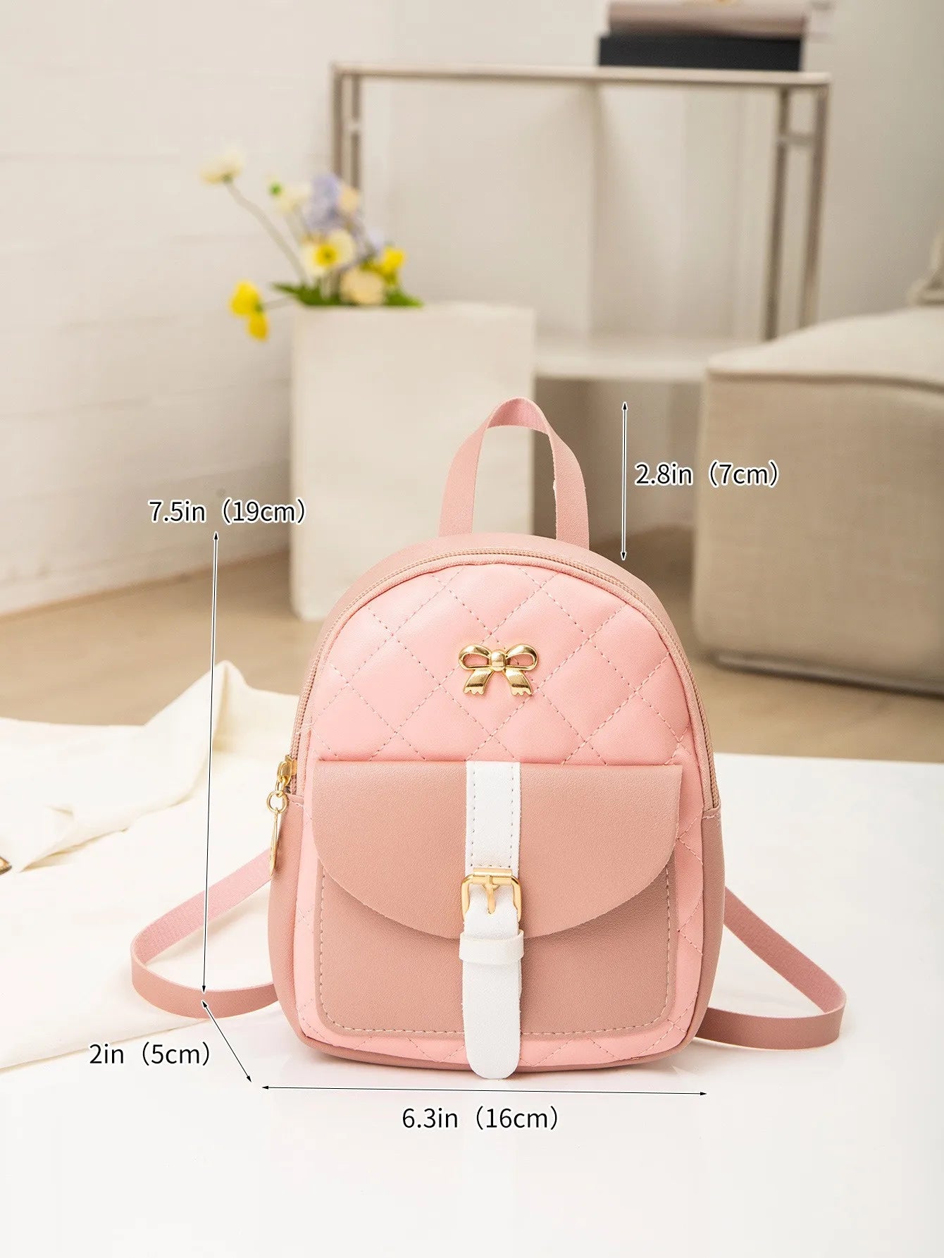 PU Leather Shoulder Mini Backpack Multi-Function Ladies Phone Pouch Pack