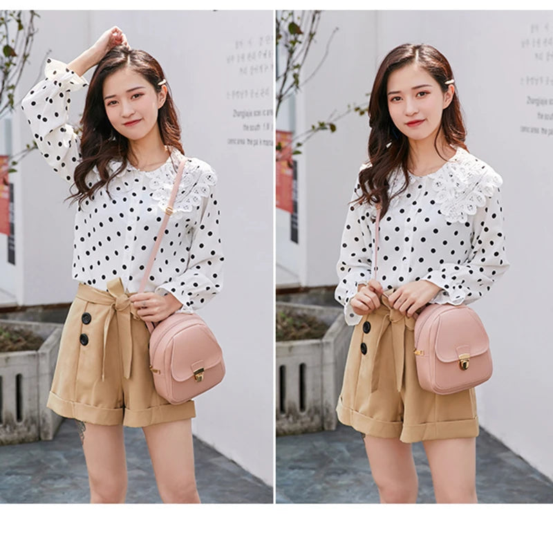 PU Leather Shoulder Mini Small Backpack Women Teenage Multi-Function Phone Pouch