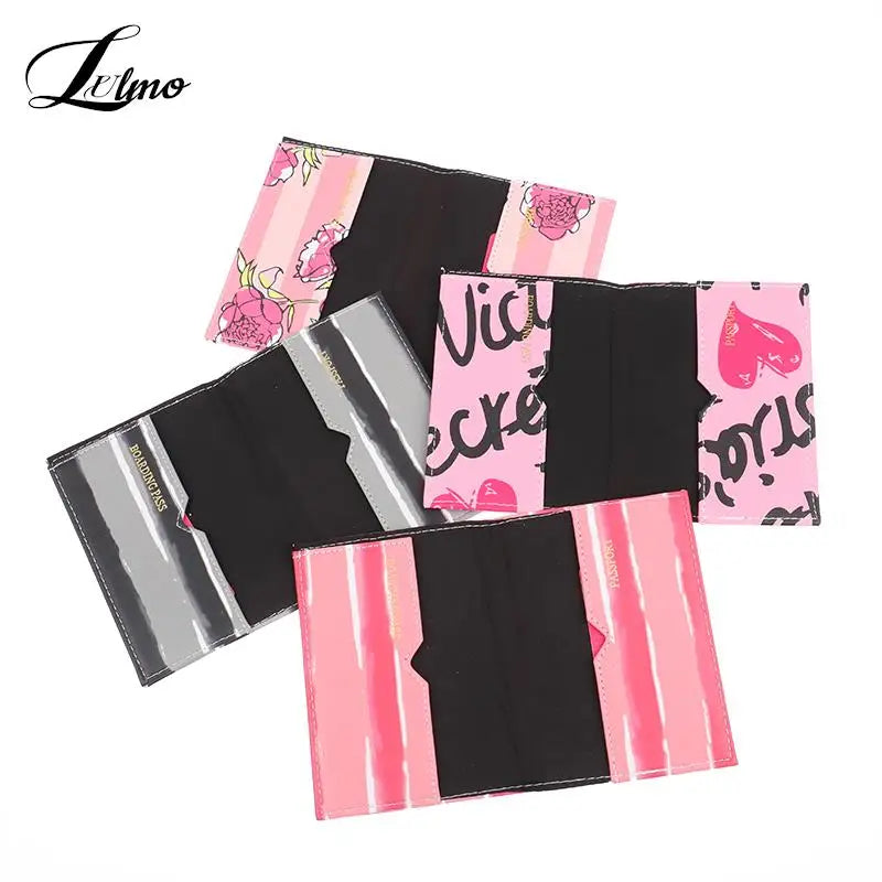 PU Leather Signature Striped Women Travel Passport Holder Cover
