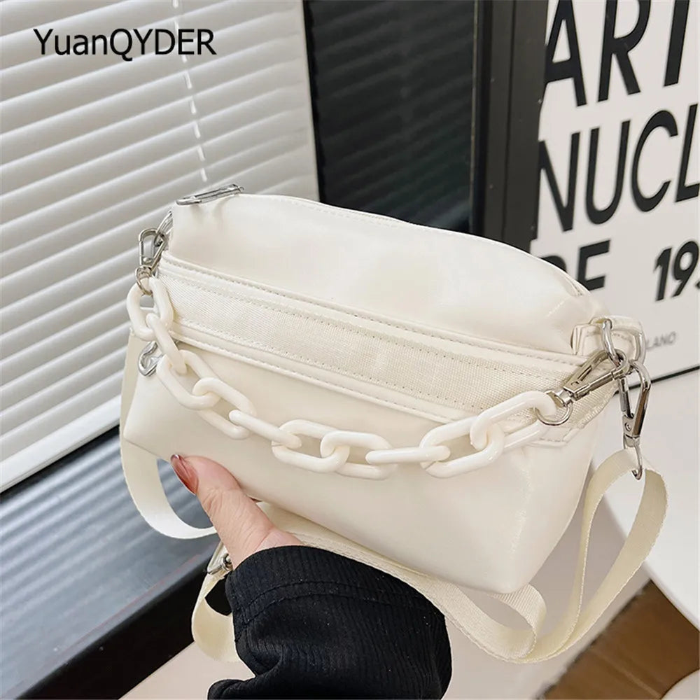 PU Leather Small Shoulder Crossbody Bags with Acrylic Chain