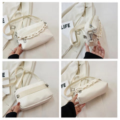 PU Leather Small Shoulder Crossbody Bags with Acrylic Chain