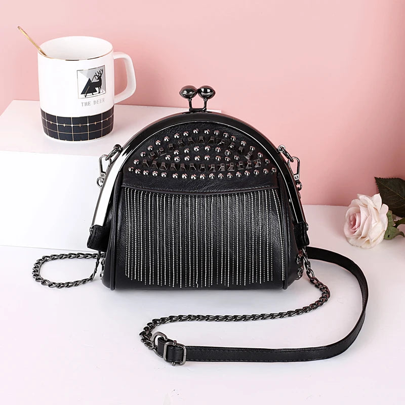 PU Leather Small Shoulder Messenger Bags For Women Chain Rivet Lock Crossbody Ba