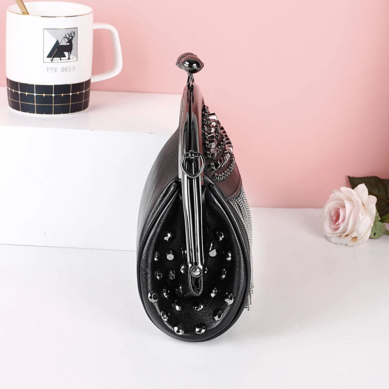PU Leather Small Shoulder Messenger Bags For Women Chain Rivet Lock Crossbody Ba
