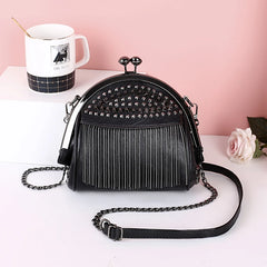 PU Leather Small Shoulder Messenger Bags For Women Chain Rivet Lock Crossbody Ba