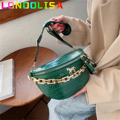 Women's PU Leather Waist Pack Chest Bag Phone Handbag Purse Chain Travel Belt