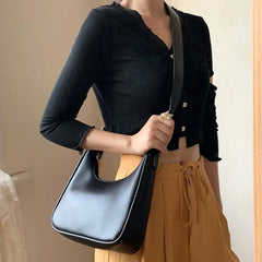 PU Leather Thread Women Shoulder Bags Style Cross Body Zipper Underarm Hobos