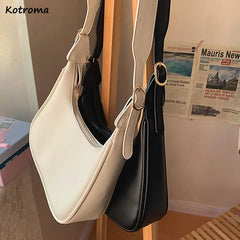 PU Leather Thread Women Shoulder Bags Style Cross Body Zipper Underarm Hobos