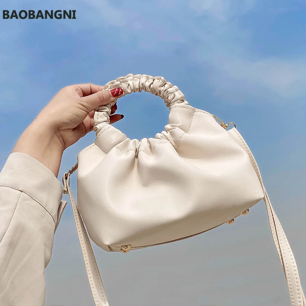 PU Leather Tote Bags For Women Solid Cloud Bag Female Crossbody