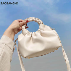 PU Leather Tote Bags For Women Solid Cloud Bag Female Crossbody