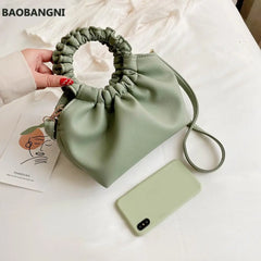 PU Leather Tote Bags For Women Solid Cloud Bag Female Crossbody
