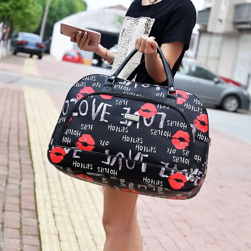 PU Leather Travel Tote Bags Large Feminine Overnight Weekend Duffle Organizer