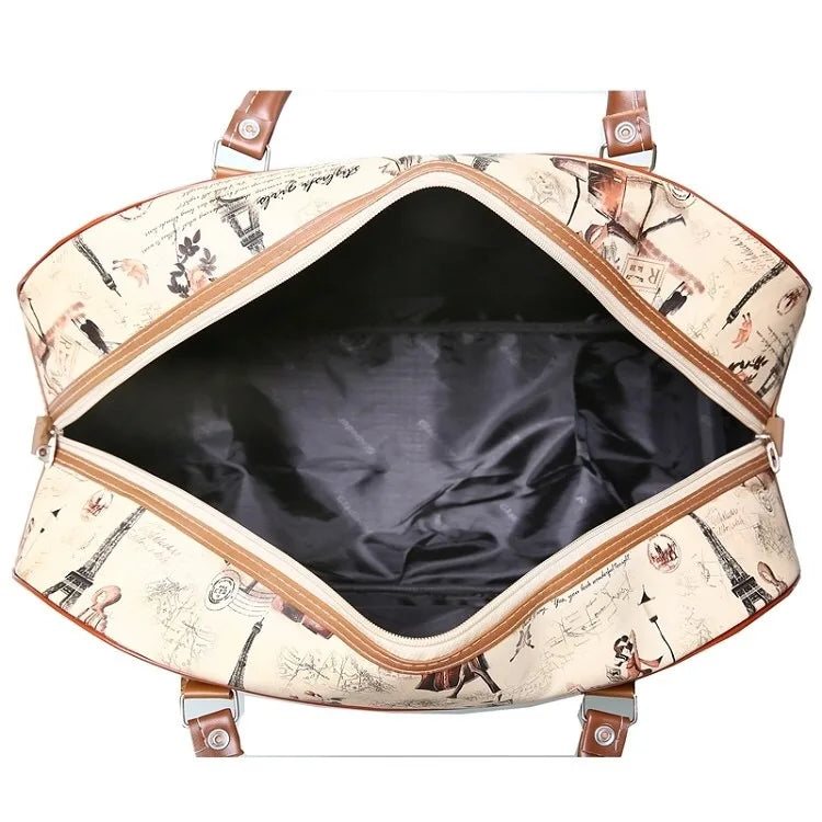 PU Leather Travel Tote Bags Large Feminine Overnight Weekend Duffle Organizer