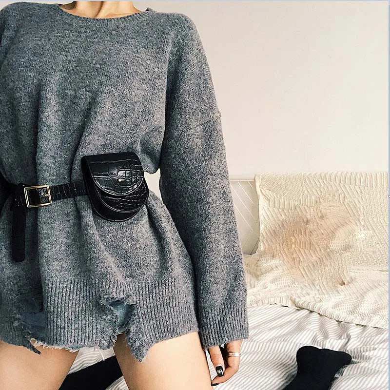PU Leather Waist Bag Women Fanny Pack Retro Mini Travel Chest Belt Bag