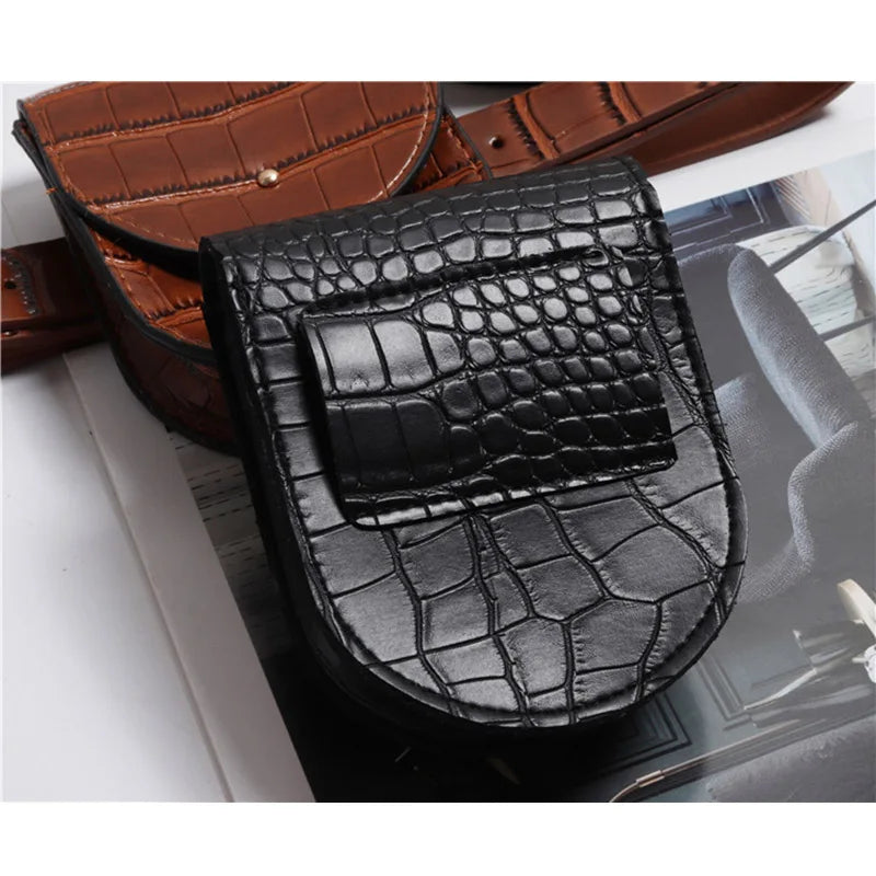 PU Leather Waist Bag Women Fanny Pack Retro Mini Travel Chest Belt Bag