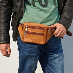 PU Leather Waist Bag Waist Pack Funny Pack Belt Bag Men Chain Waist