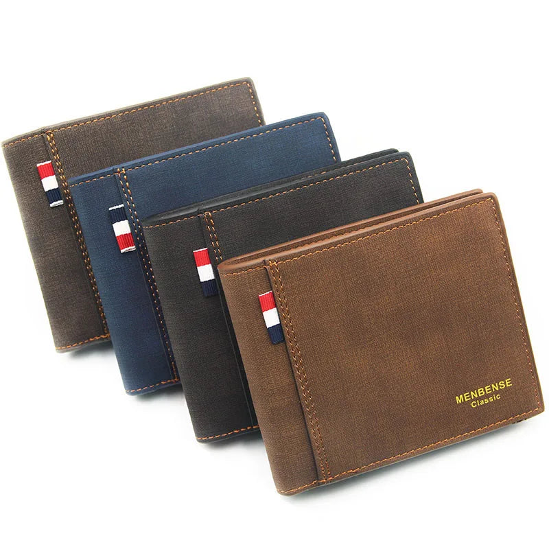 Men's Casual Short Wallet Small Clutch Male PU Leather Purse