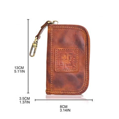PU Leather Wallet with 6 Hooks Detachable Keyring Pouch Gift for Men