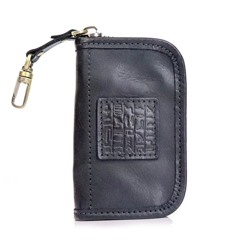 PU Leather Wallet with 6 Hooks Detachable Keyring Pouch Gift for Men