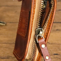PU Leather Wallet with 6 Hooks Detachable Keyring Pouch Gift for Men