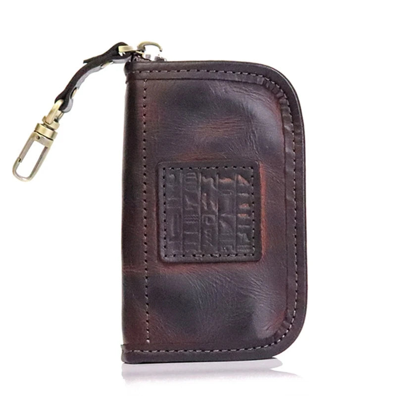 PU Leather Wallet with 6 Hooks Detachable Keyring Pouch Gift for Men