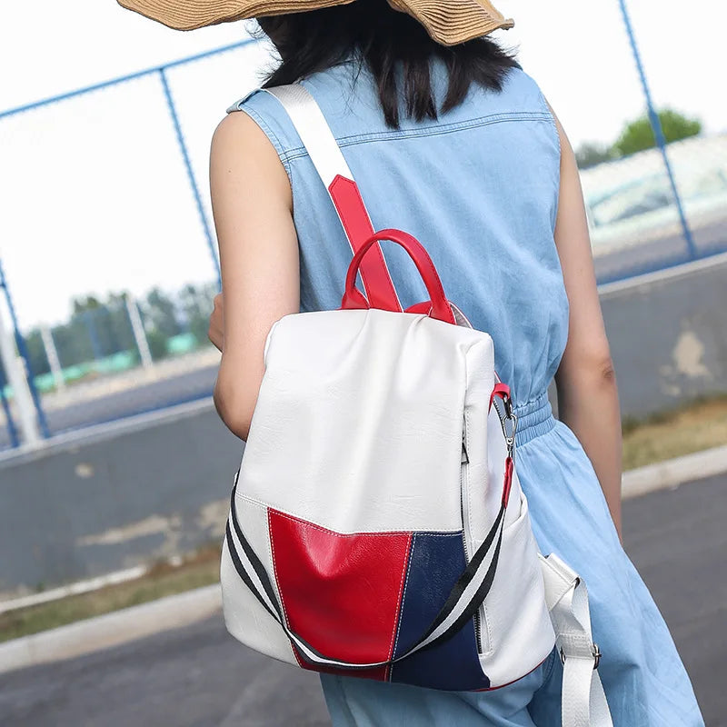 PU Leather Women Backpack Anti-Theft Shoulder Bag Large Capacity