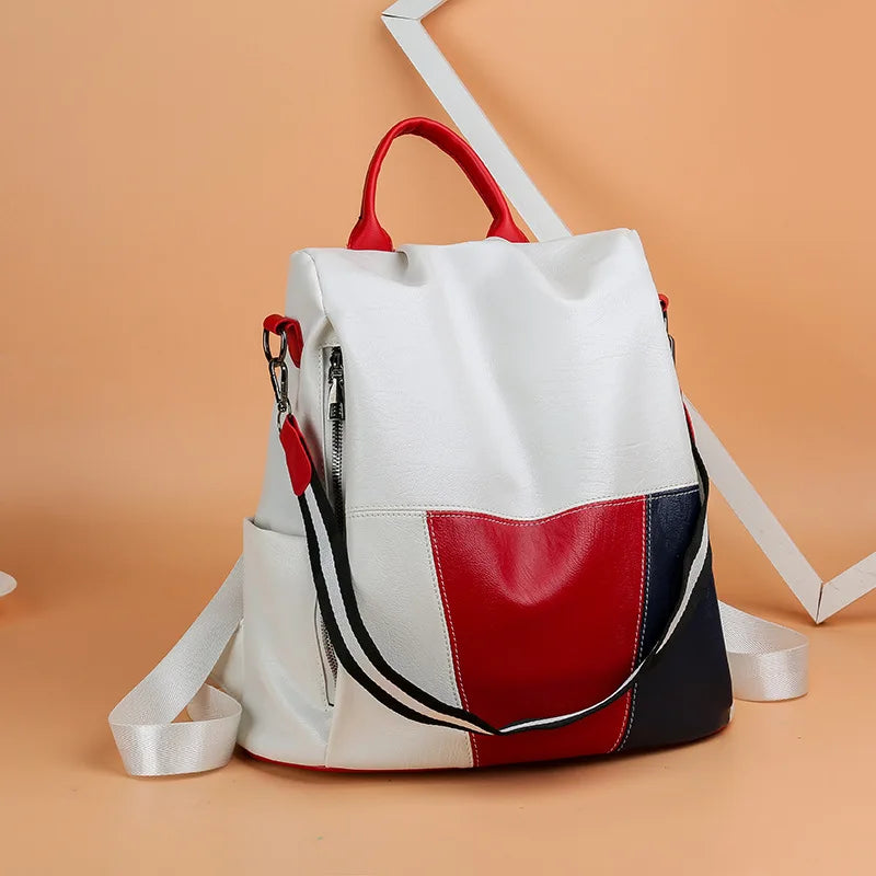 PU Leather Women Backpack Anti-Theft Shoulder Bag Large Capacity