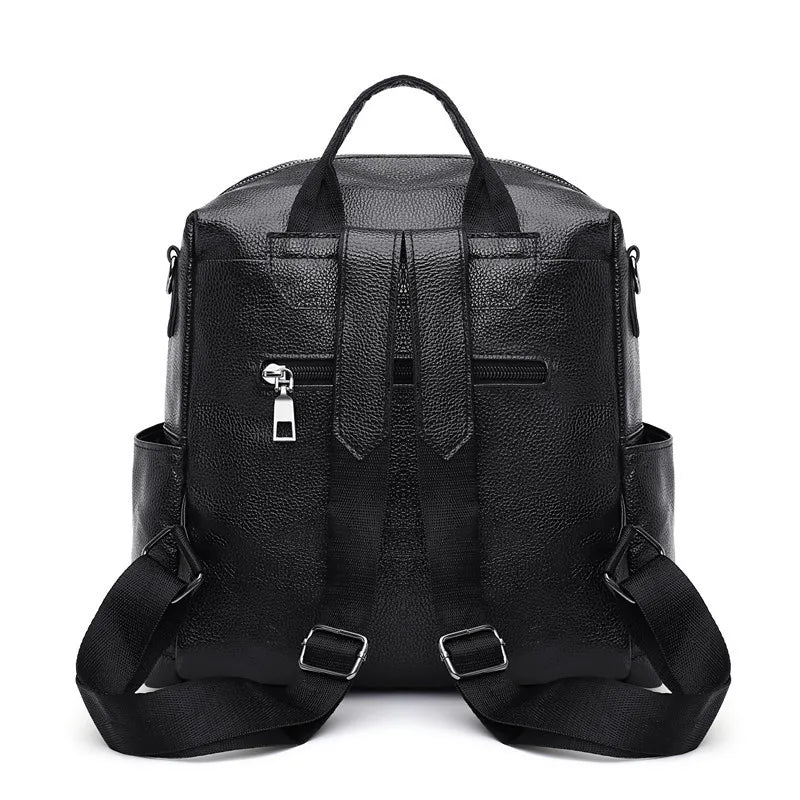 PU Leather Women Backpack Travel Large Capacity School Bags Patchwork Mochila