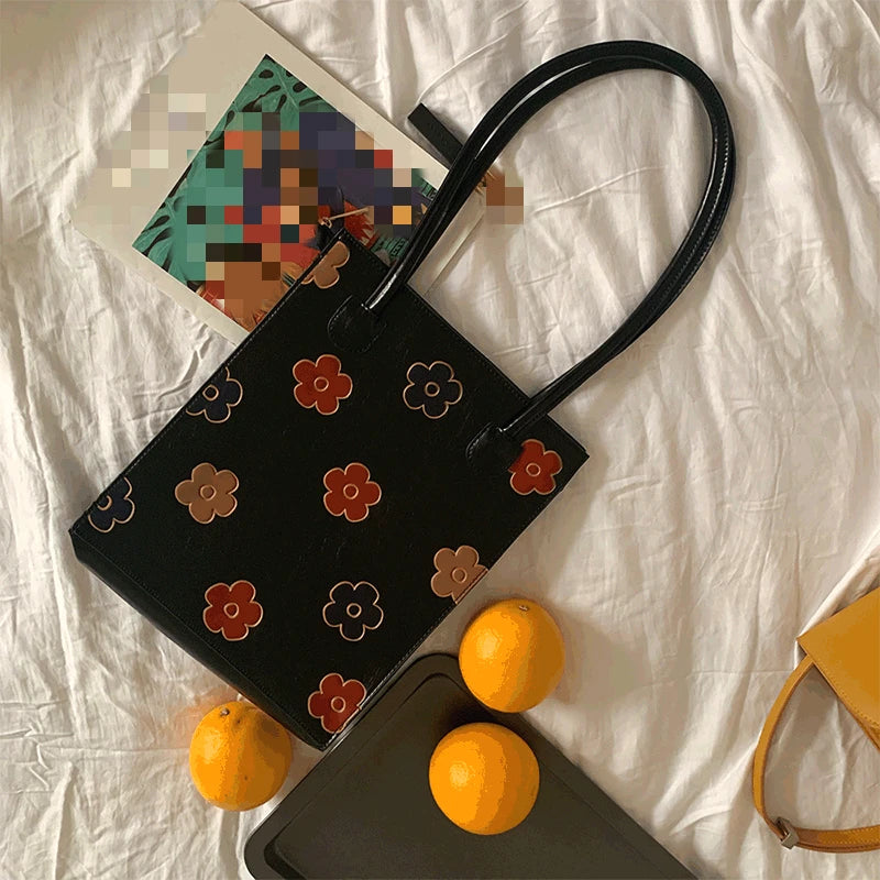 PU Leather Women Clutch Purse Handbags Vintage Flower Ladies Shoulder Bags