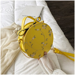 PU Leather Women Crossbody Bags Sweet Lace Round Handbags
