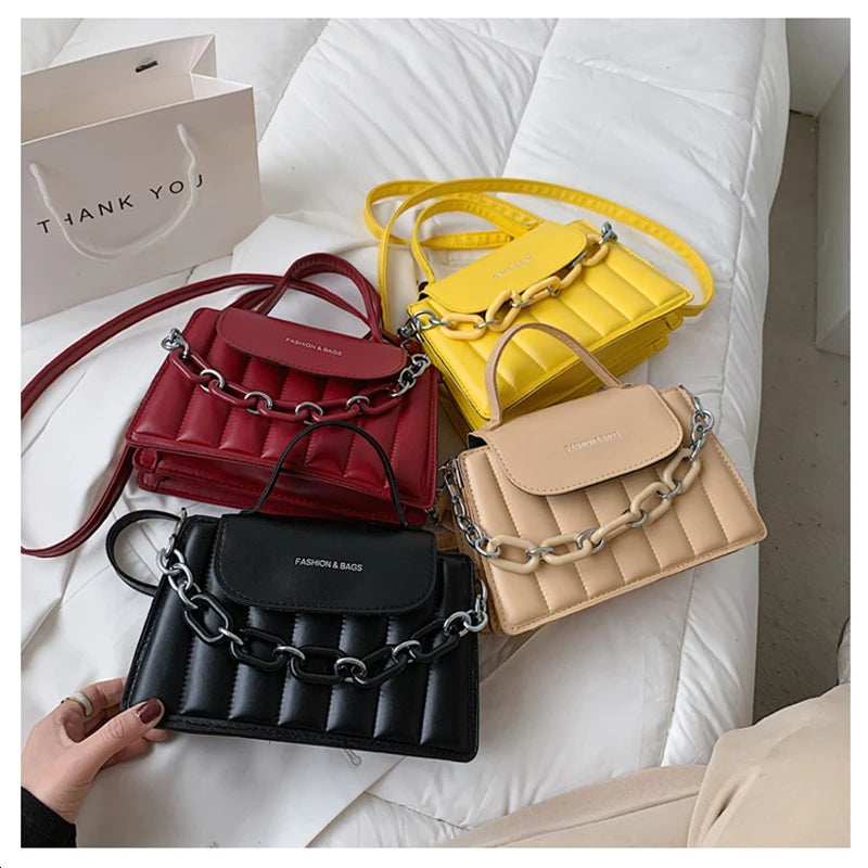 PU Leather Women Bags Girls Female Shopper Casual Chain Purses