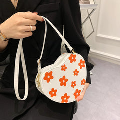 Heart-Shaped Crossbody Bag Flower Printed Purse Handbags